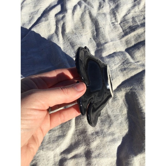 Art pottery ceramic threadfin butterflyfish trinket dish blue yellow signed fish - Picture 8 of 10